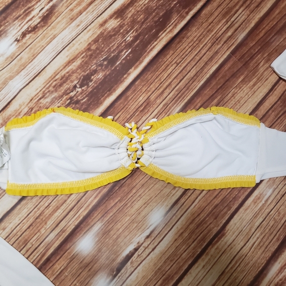 Raisins Swim White Bandeau Bikini Top Yellow Beach Swimsuit Strapless Sw… - Picture 5 of 8